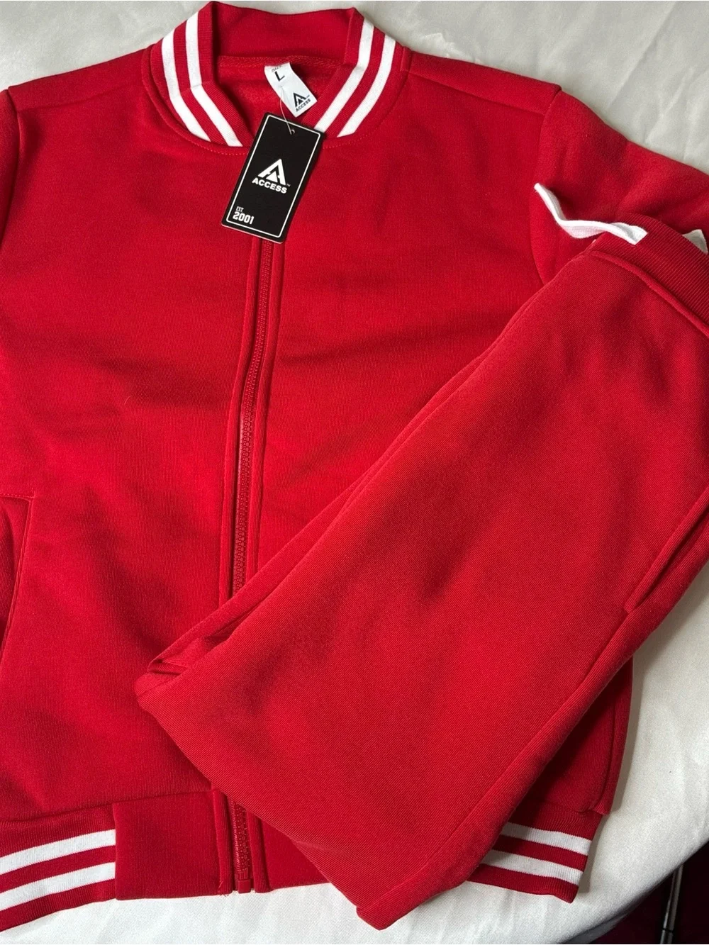 Kids Red Matching Track Jacket and Pants Set